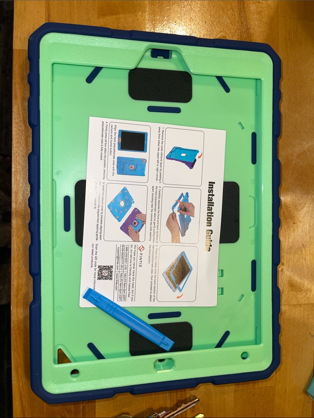 Rugged Dual-Layer Tablet Case in Mint Green and Navy Blue
